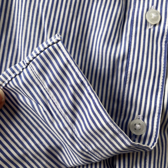 Banana Republic Tops | Banana Republic Button Up Blue And White Stripped Shirt - Picture 3 of 4